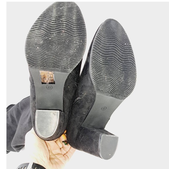 Dream Pairs Black above knee faux suede Lace Tie Back Zip Boots 8 - Picture 13 of 16